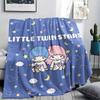 1PC Little Twin Stars Print Flannel Blanket, High quality All Seasons, Home Decor, Warmth and Comfort, Perfect for Christmas Gifts