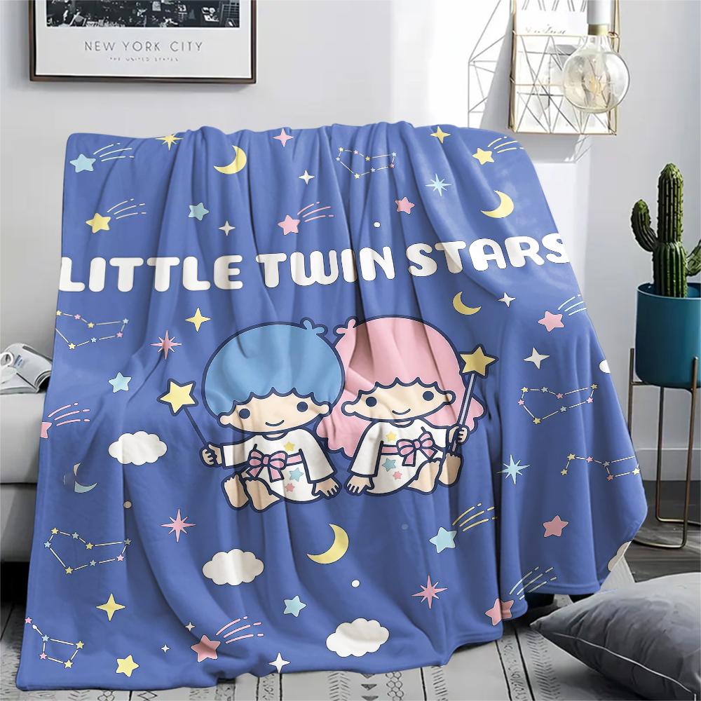 1PC Little Twin Stars Print Flannel Blanket, High quality All Seasons, Home Decor, Warmth and Comfort, Perfect for Christmas Gifts
