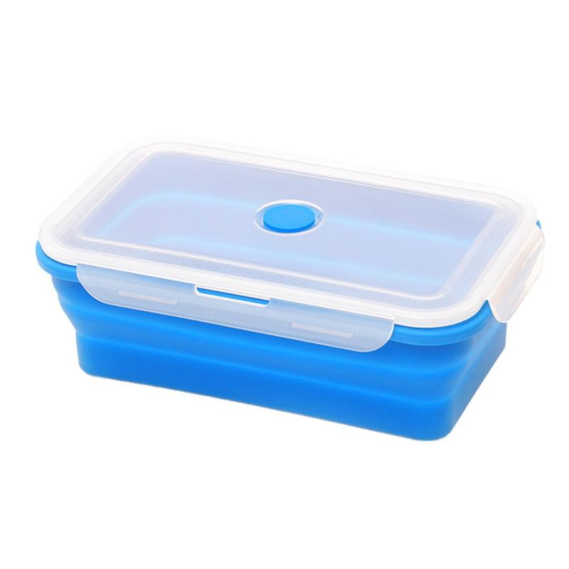 Silicone Foldable Lunch Box Collapsible Food Storage Container Bento BPA Free Microwavable Portable Picnic Rectangle Box