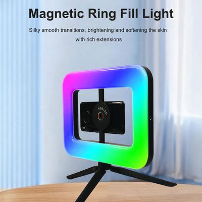 Magnetic RGB Selfie Rings Light Handheld LED Video Light Rechargeable Dual Side Magnetic for Livestreams Videos Vlogs