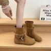 Short Boots Children's Autumn New Retro Flat Bottom Beaded Strap Short Boots Soft Bottom Fashion Matte Martin Boots