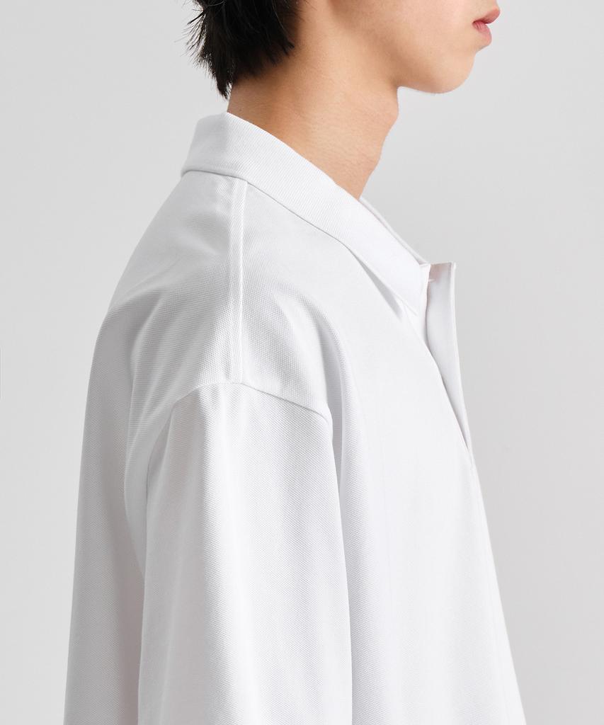 MUSINSA STANDARD Oversized Crop Pique Polo Shirt [White]