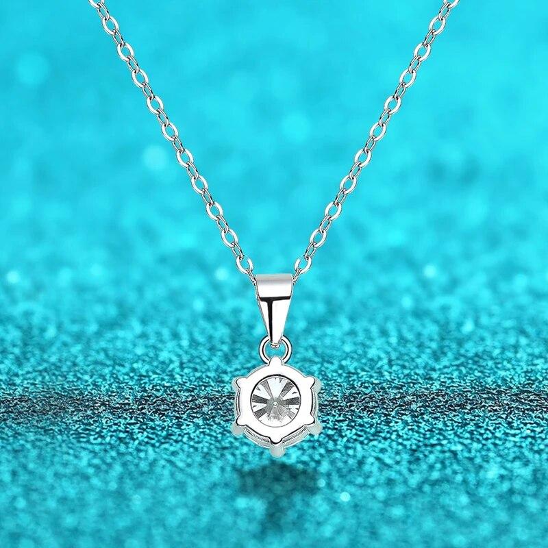 D Color 1 2 3 Carat Moissanite Necklace For Women Six Prong Simulated Diamond Pendant 925 Sterling Silver Wedding Jewelry