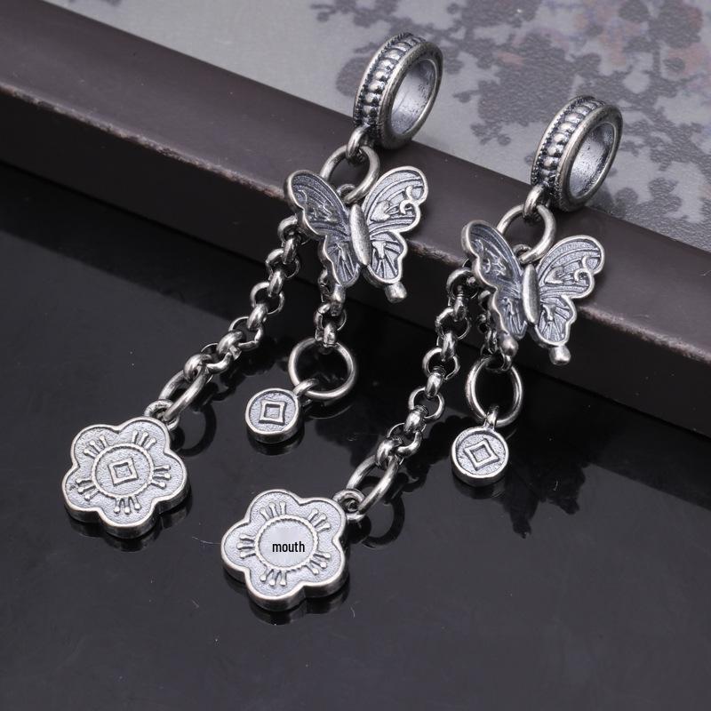 Antique Silver Lotus Seed Pod Pendant and Bracelet Necklace with Color-Preserving Finish