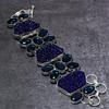 Blue Moldavite Quartz, Iolite Handmade 925 Sterling Silver Bracelet 7-8" v6Z00