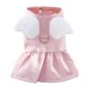 Soft Breathable Fabric Pet Harness Dress Pink Puppy Traction Wear  Street Casual Walk