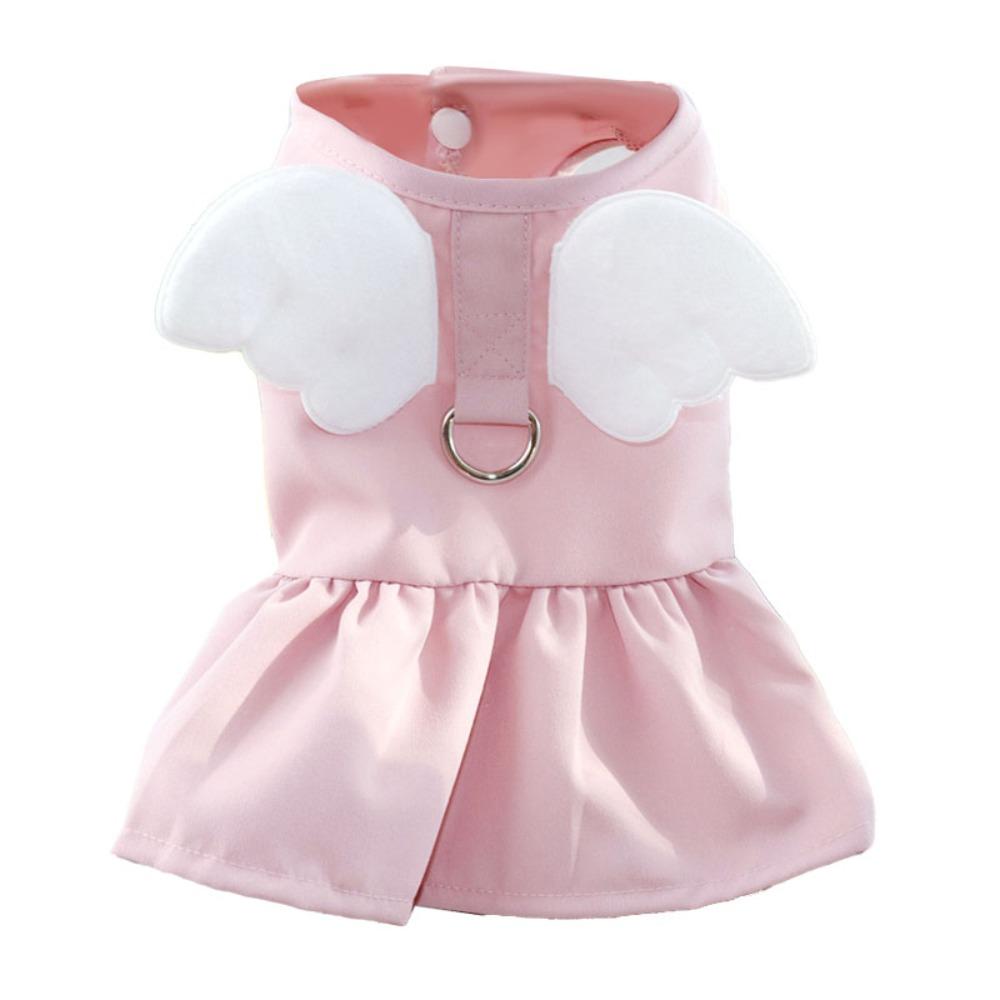 Soft Breathable Fabric Pet Harness Dress Pink Puppy Traction Wear  Street Casual Walk