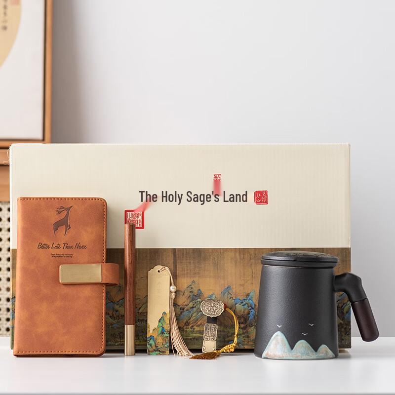 Thousand-Mile Rivers Ceramic Tea Mug with Filter and Lid