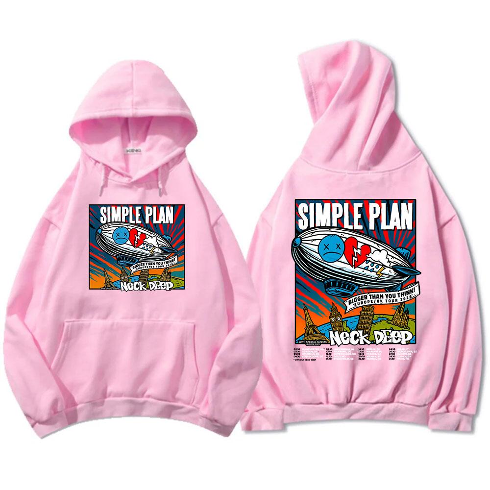 Simple Plan Bigger Than You Think! Tour 2026 Hoodies Fleece Loose Male Hooded Sweatshirt Unisex Streetwear Heavy Mental Sudadera