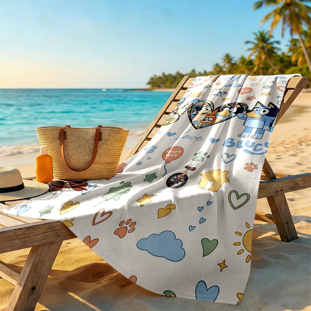 Bluey Beach Towel Super Soft Microfiber Quickdry Fabric Comfortable Lightweight Suitable for Swimming, Gym, Camping, Yoga Vacation