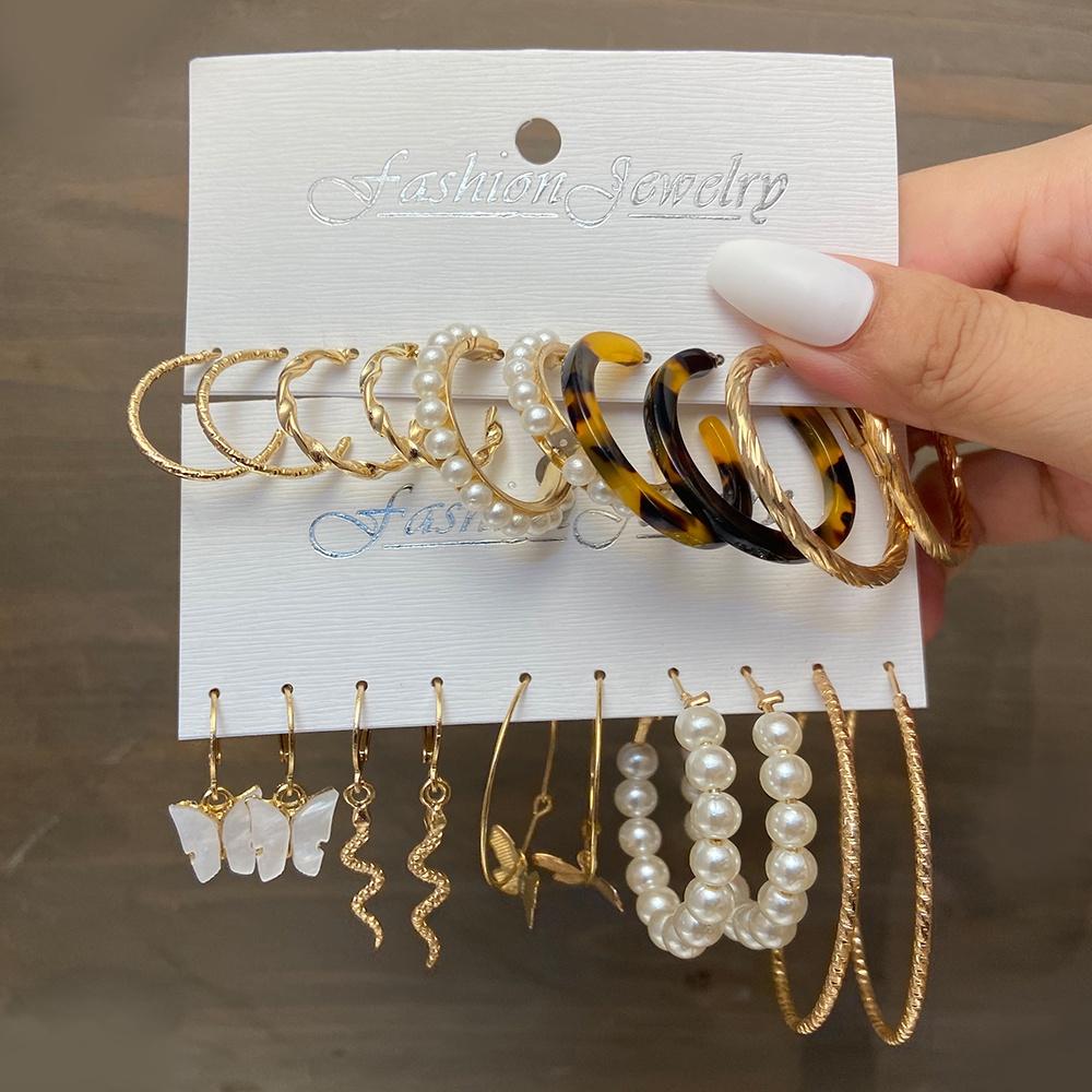 IF ME Korean Butterfly Pearl Stud Earrings Fashion Leopard Hoop Earring Women Jewelry Accessories