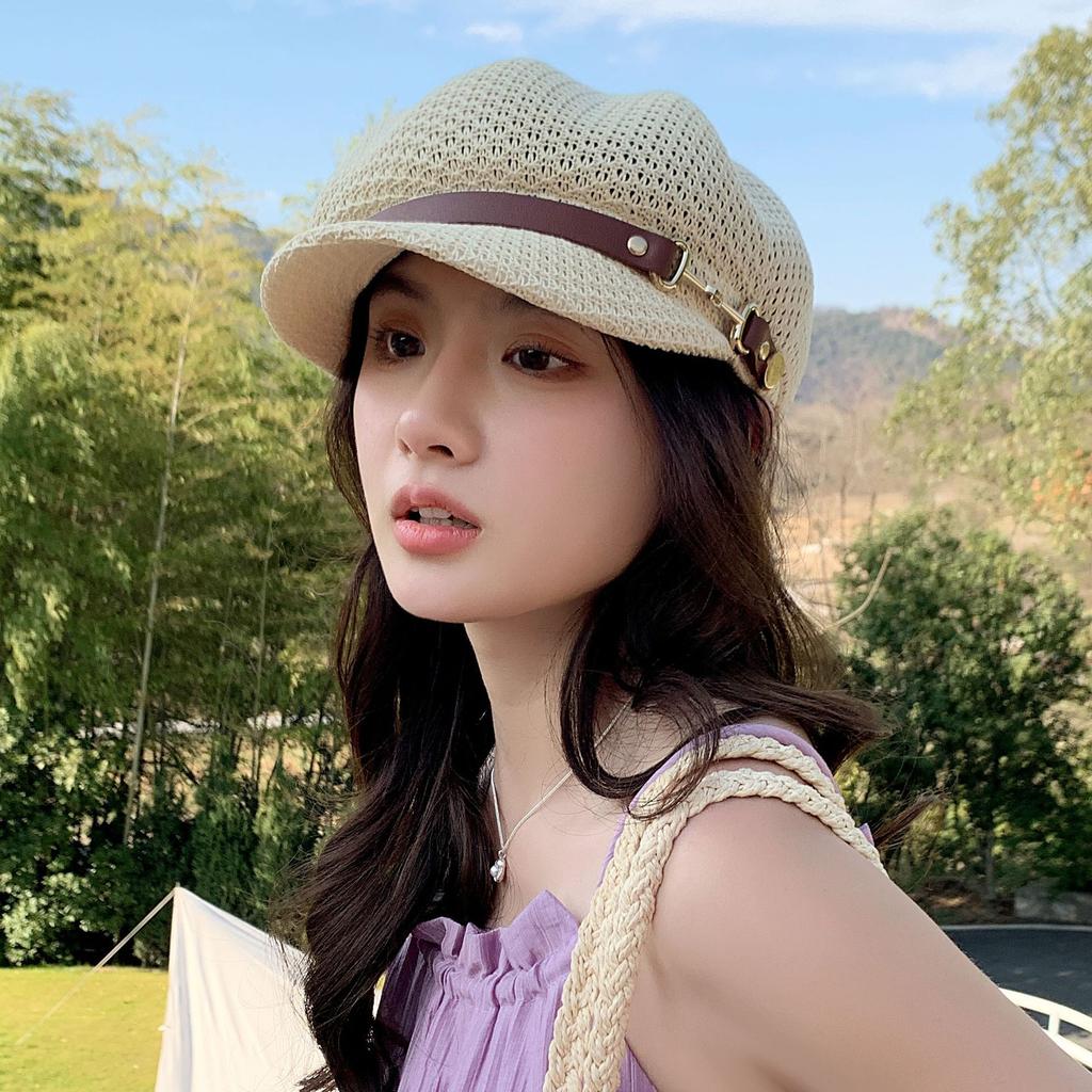 Summer British Outing Hollow Retro Octagonal Hat Children's New Sunscreen Versatile Duck Tongue Newsboy Hat Painter Hat