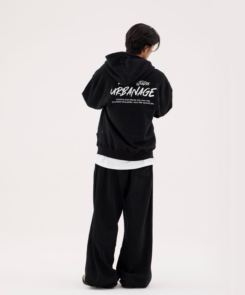 Urbanage Design Studio Logo Oversized Zip-Up Hoodie_Black