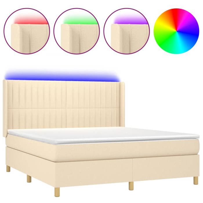 VidaXL Sommier à Lattes de Lit avec Matelas et LED, Lit Rembourré, Lit Double, Lit Adulte de Chambre à Coucher Intérieur, 3139058