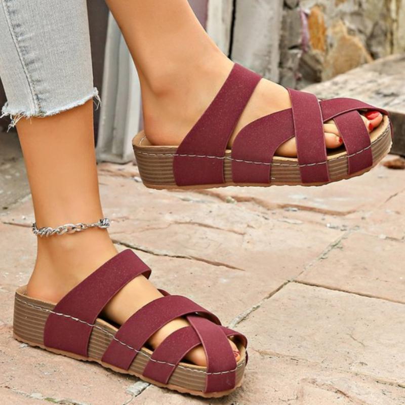 Fashion Women Cork Flat Slippers Non-slip Platform Shoes for Women Lightweight Sandals Comfortable Outdoor Beach Slippers Slides Women