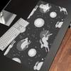 The white rabbit running on the moon Mouse Pad Desk Cute HD Desk Pad Extended Gaming Keyboard Mats Large XXL Gamer