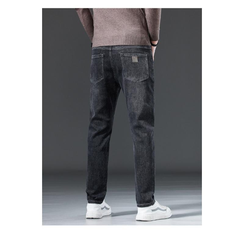 Plus Size Autumn Jeans Long Pants Blue Men Stylish Elastic Loose Vintage Soft Casual High Waist Basic Fashion Harem Men Trousers