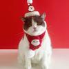 Weihnachts-Haustierschal- und Hut-Set mit Cartoon-Rentier für kleine Hunde und Katzen