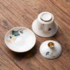 Chinese Handmade Ceramic Gaiwan Teacup Hand-painted White Porcelain Tea Tureen Travel Tea Bowl Household Teaware Accessories