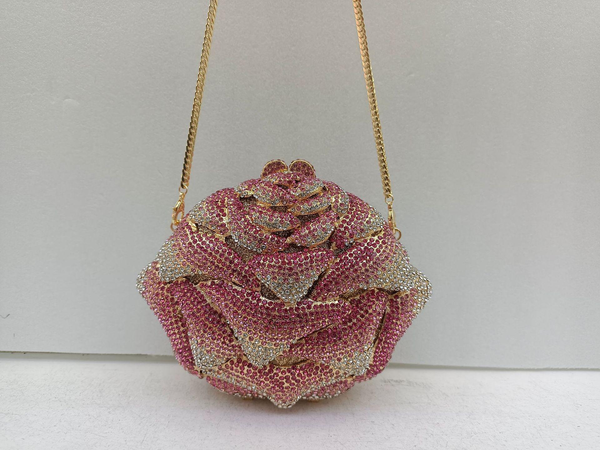 Unique Diamond Spot Dinner Bag Empty Metal Hard Box Diamond Bag Banquet Dress
