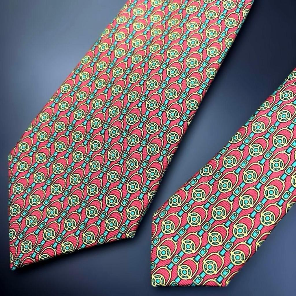Used HERMES tie all-over pattern silk orange