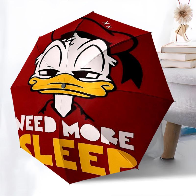 1pc Donald Duck Need More Sleep Automatic Open Close Umbrella Windproof Canopy, Automatic Open Close Button10208