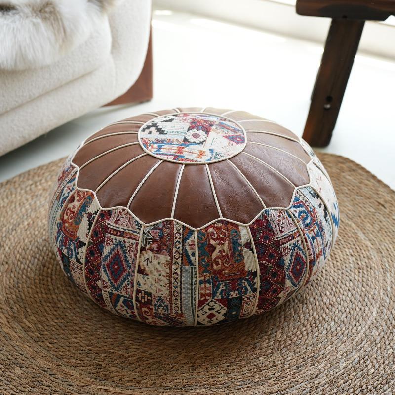 50x30см Марокканский пуф из ПУ-кожи вышитый мягкий пуфик-табурет домашний декор искусственная кожа без наполнителя 50X30cm No filling 11940₽