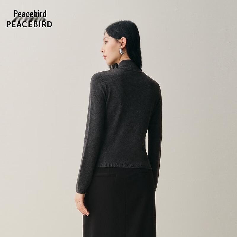 PEACEBIRD Women's Semi-High Neck Tie-Ribbon Knit Sweater