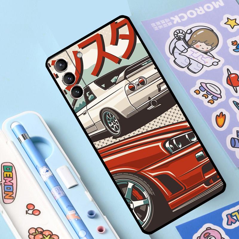 Sports Car JDM  Drift Case For Samsung Galaxy S23 S22 Ultra S21 Plus S8 S9 S10 Note 10 20 Ultra S20 FE S21 FE Cover