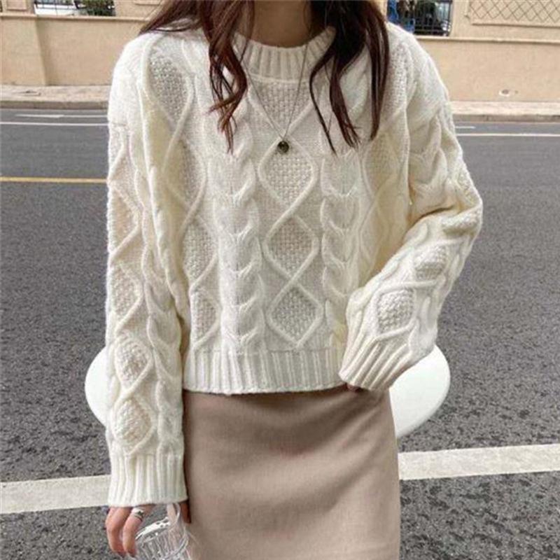 Thick Wool Twist Knitted Sweater Pullover Autumn and Winter Small Bottom Knitted Sweater Women