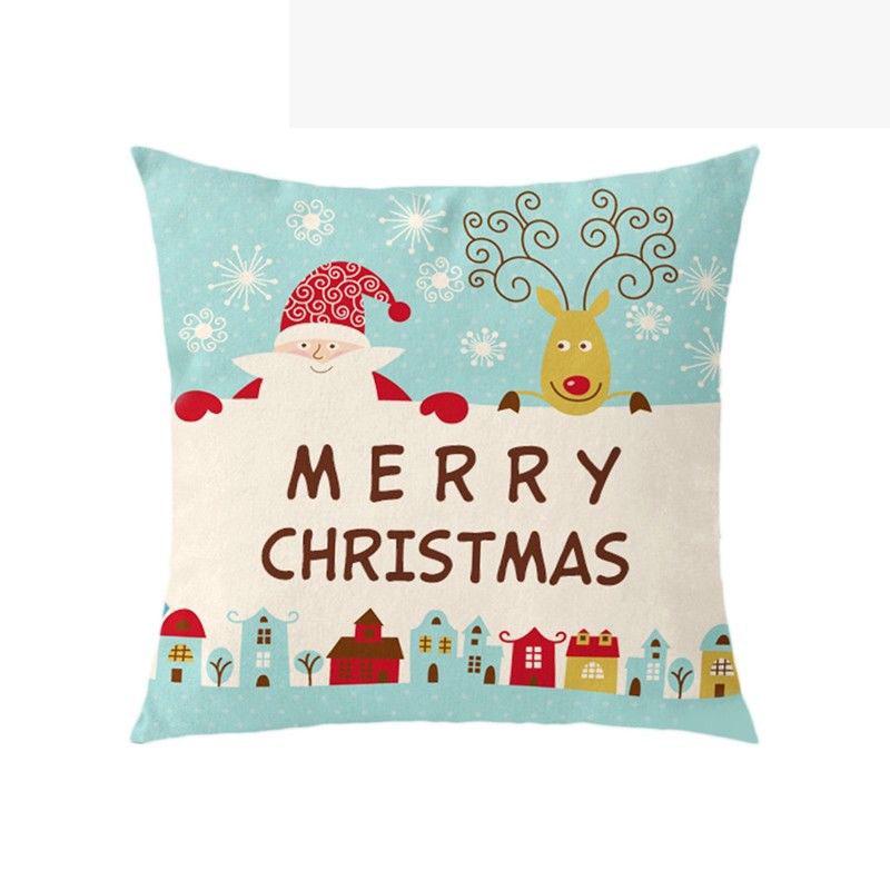 Luxurious 18'' Xmas Cotton Pillow Case Linen Cushion Cover For Merry Christmas Home Decoration