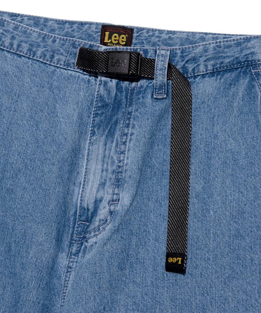 LEE Men Webbing Belt Linen Denim Pants Indigo Light