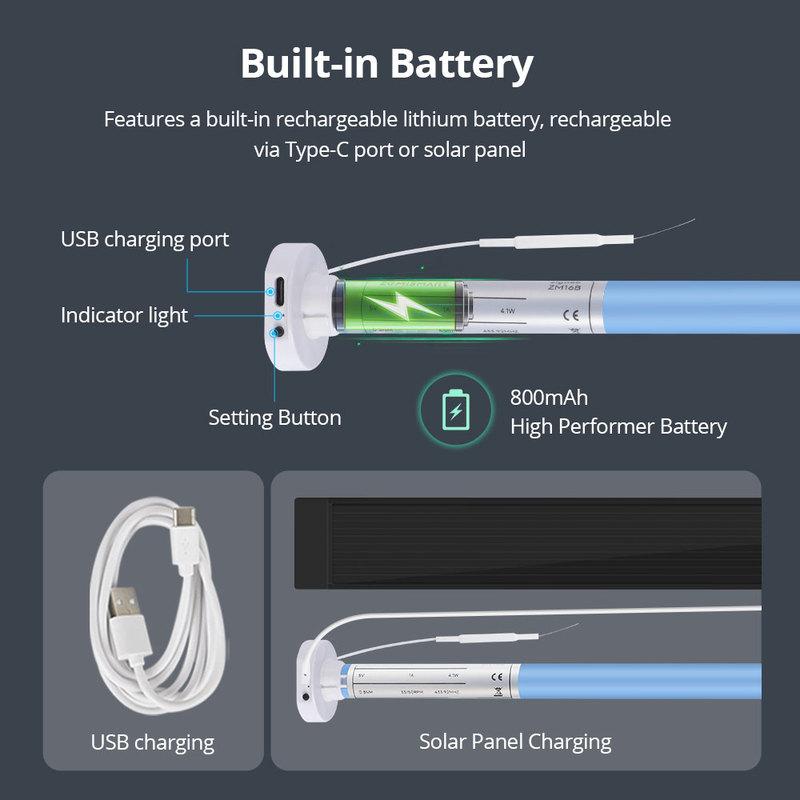 Zemismart Matter Over Thread Smart Roller Shade Blinds Motor for 25mm 28mm Tube Built-in Battery Homekit Google Home Smartthings
