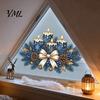 Winter Holiday Glass Stickers Christmas Candle Static Stickers, Removable Window Cling with Bow Pinecone And Pine Decorative Branch Clings Pattern,