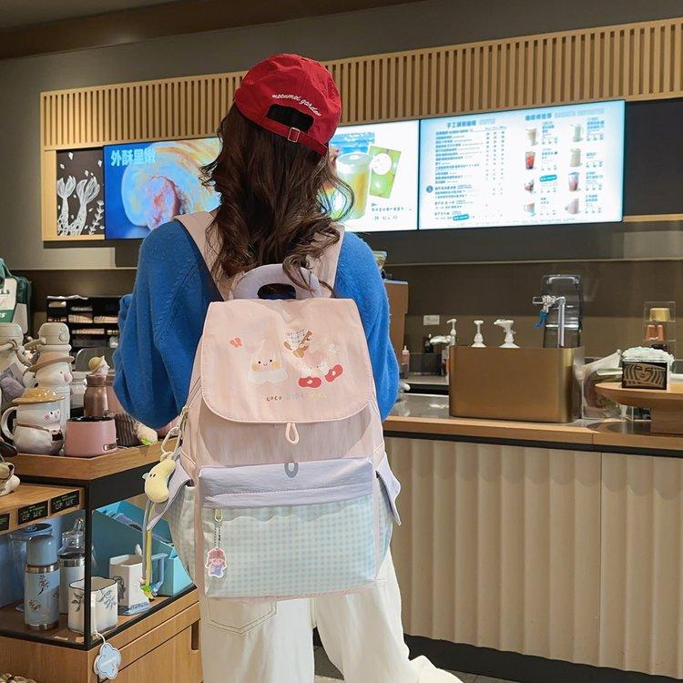 Schoolbag small fresh cute cartoon girl schoolbag high value ins niche design plaid large capacity backpack