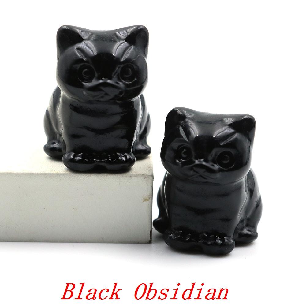 30mm Niedliche Katzenstatue Naturstein Kristall Handgeschnitzt Heilendes Tierfigur Reiki Edelstein Handwerk Heimdekoration Feiertagsgeschenk