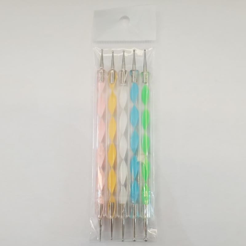 

Набор двусторонних дотс-ручек для нейл-арта - 5 штук, инструменты для дизайна со спиралью и бусинами в виде цветков