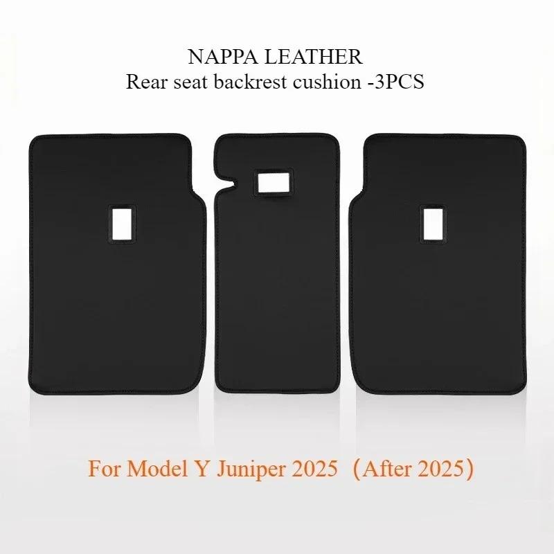 For Tesla Model 3 Y Juniper 2017-2025 Rear Seat Back Cover Leather Backrest Protector Split Dog Liner Pet Mat Anti-kick Pads
