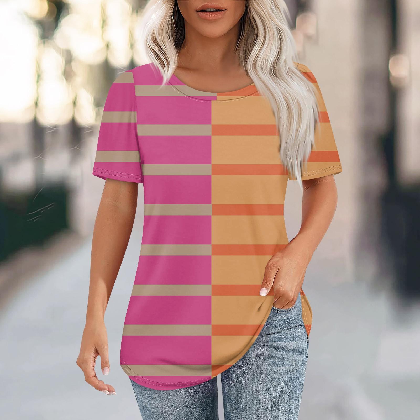 

Женская модная повседневная футболка с цветочным принтом и круглым вырезом с коротким рукавом XL жёлтый