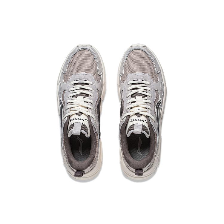 Li Ning Firefly Textile, Synthetic Leather Slip Resistant And Breathable Low Top Casual Shoes Men's Gray AGCT387-2