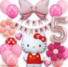 MON teriar Set Decoratiuni Hello Kitty Aur Roz, Set Baloane Original, Baloane Numere, Baloane Personaje, Decoratiuni de Ziua de Nastere pentru Fete,