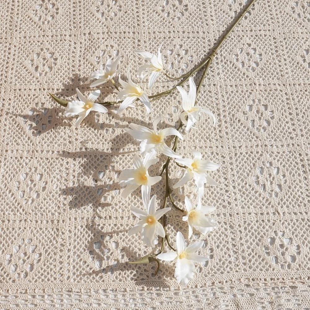 2 Fork Artificial Dendrobium Branch Realistic Handmade Simulation Orchids Exquisite Real Touch Fake Flowers