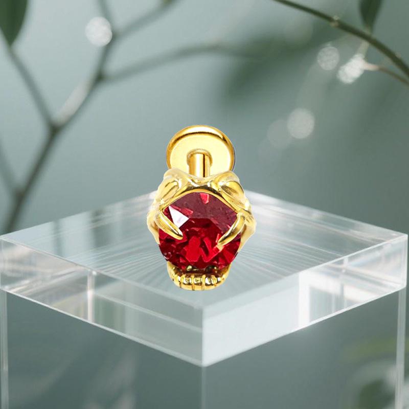 Titanium Heart Bat Wing Ear Stud Piercing Earring, Fashionable and Sweet European-Korean Style.