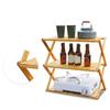 Étagère en Bois Pliante Bambou Portable Forte Capacité de Charge Étagère en Bois Pliante pour Pique-nique en Plein Air 3 Niveaux