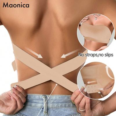 Women's Cross-Hook Bra with Wide Backless Seamless Bra