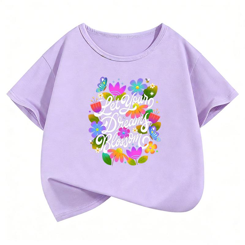 Funny Flower Design TShirt Printed T Shirt Girls Summer Clothes Short Sleeve Tops TShirts Cute Girls Clothing