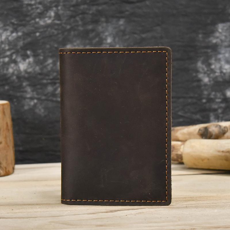 Men'S Leather Short Change Bag Crazy Horse Leather Vertical Wallet Retro Wallet Men'S Multi-Card Wallet Douyin