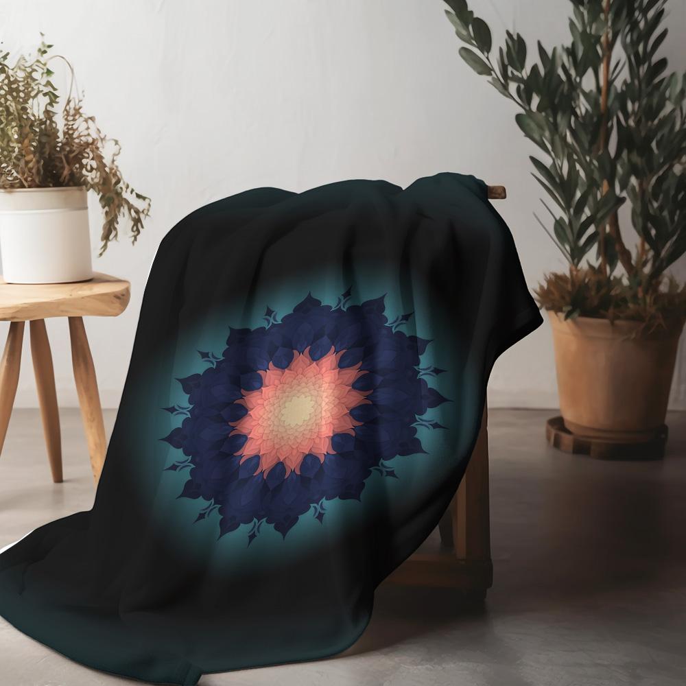 Vibrant Abstract Sunset Galaxy Fleece Blanket - Dark Blue Space Print Bed Blanket for Women Teen Gifts