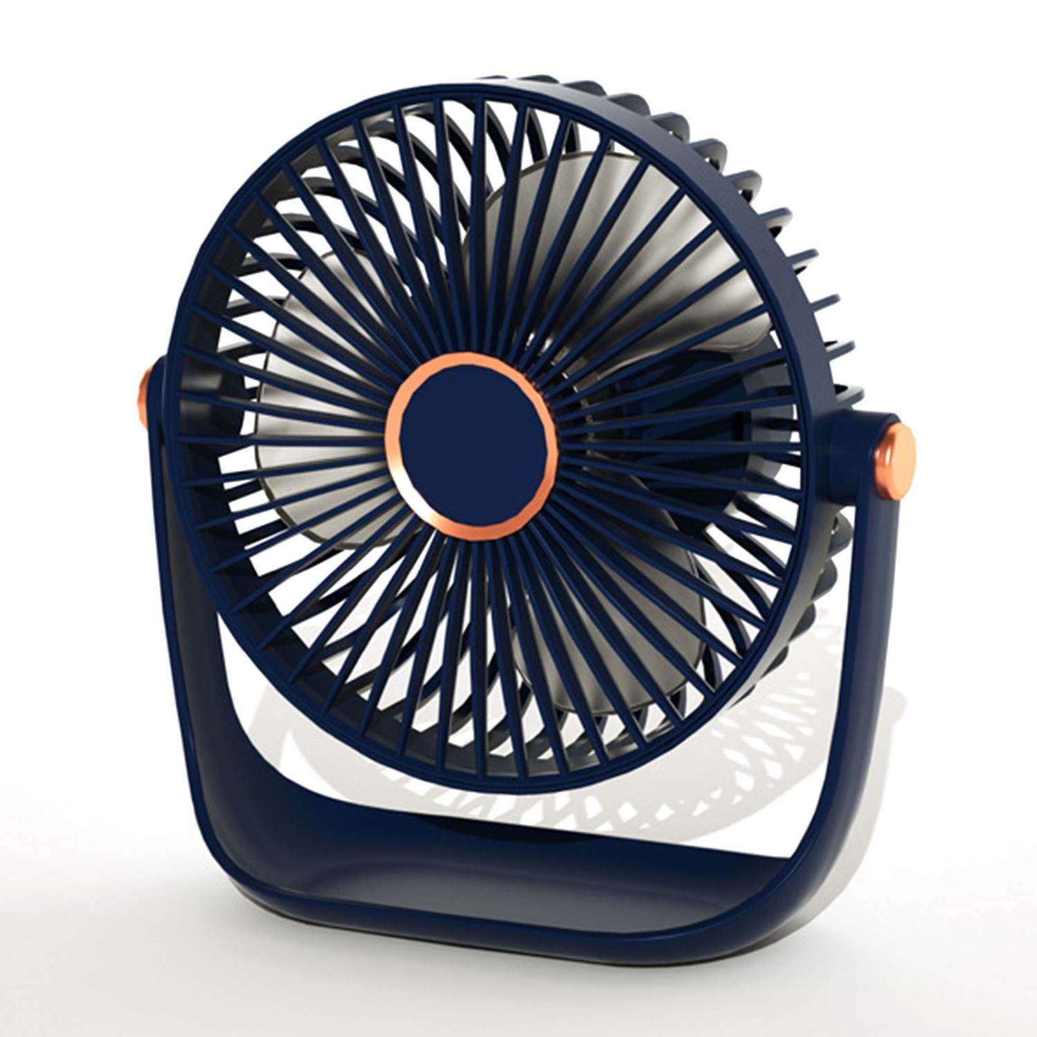 

6 Inch USB Charging Desk Fan Quiet Three Blades Portable Table Fan with Night Light Navy Blue
