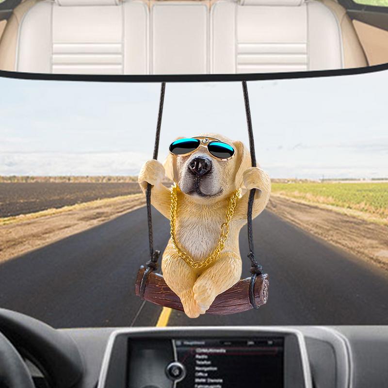 Swinging Bulldog Car Hanging Ornament Cute Resin Dog Car Interior Decoration Auto Rearview Mirror Hanging Accessories